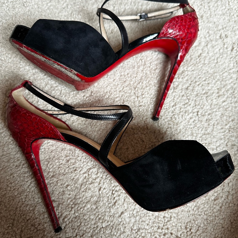 Christian Louboutin Black and Red Women's Heels